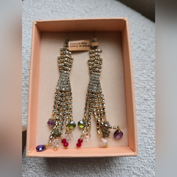 NWT!! Gas Bijoux, Sofia Strass Drop Earrings - Picture 5 of 7